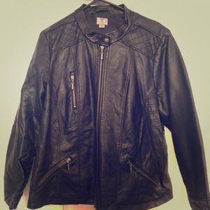 Ladies faux leather moto jacket